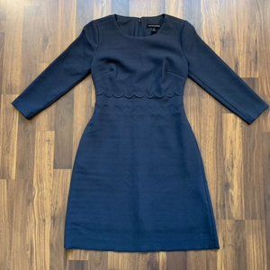 Banana Republic Charcoal Grey Fitted Scallop Sheath Dress in 00 Petite